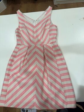 HD in Paris Pink and Cream Striped Sleeveless Flare Dress